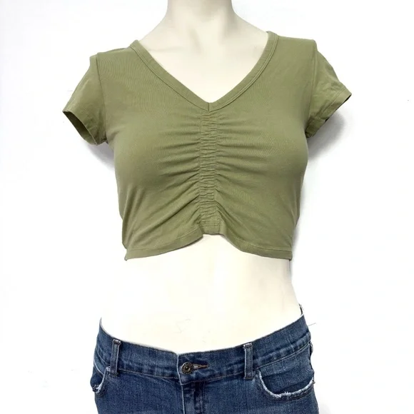 American Eagle green cinch crop top - Picture 1 of 3